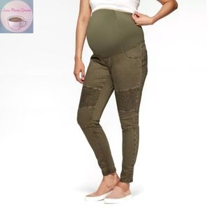 Isabel Maternity Moto Utility Jegging Olive Green